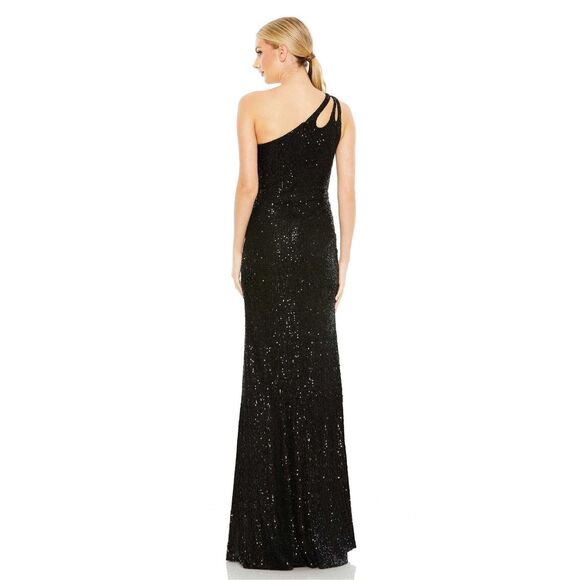 MAC DUGGAL SEQUINED STRAPPY ONE SHOULDER COLUMN GOWN - Picture 2 of 11
